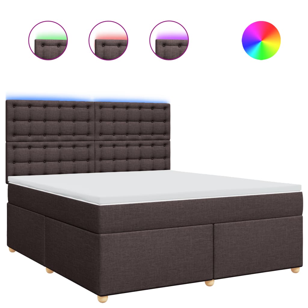 vidaXL Κρεβάτι Boxspring με Στρώμα Σκούρο Καφέ 180x200 εκ Υφασμάτινο