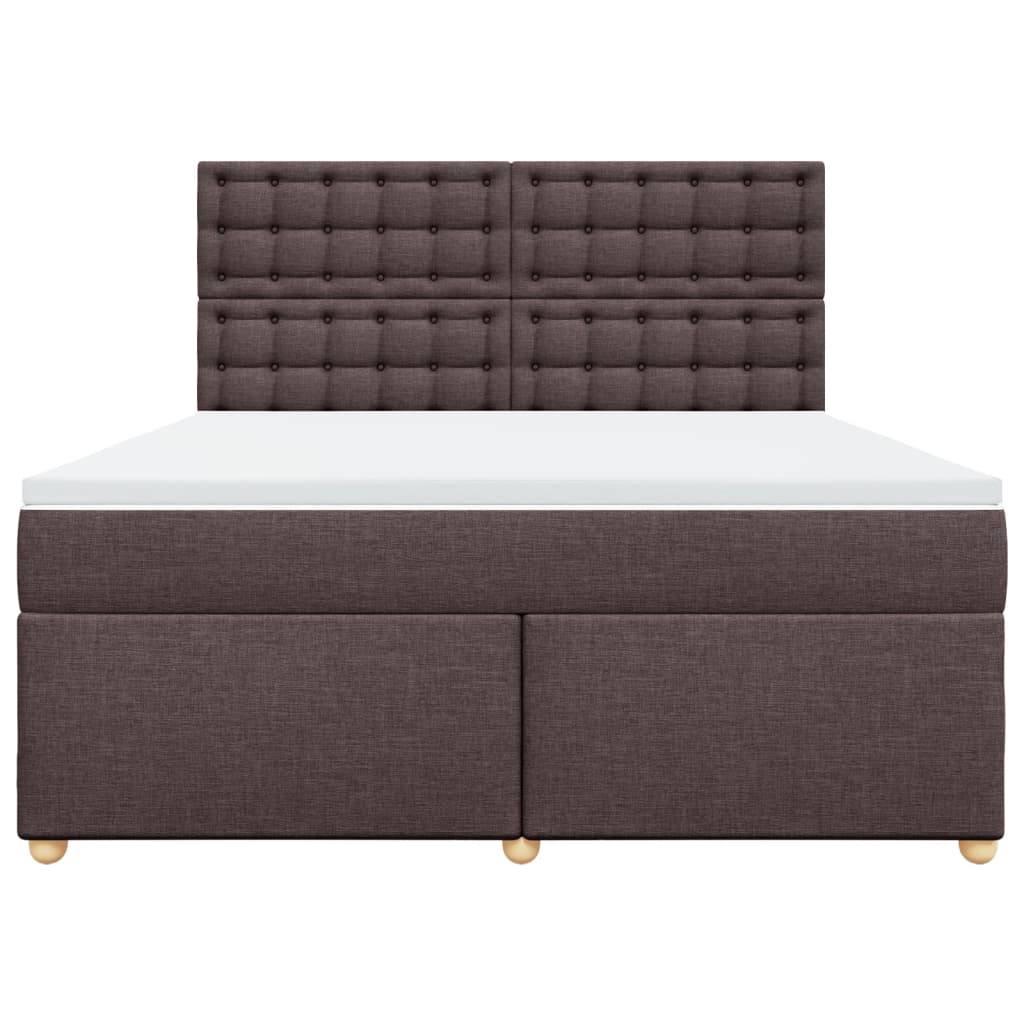 vidaXL Κρεβάτι Boxspring με Στρώμα Σκούρο Καφέ 180x200 εκ Υφασμάτινο
