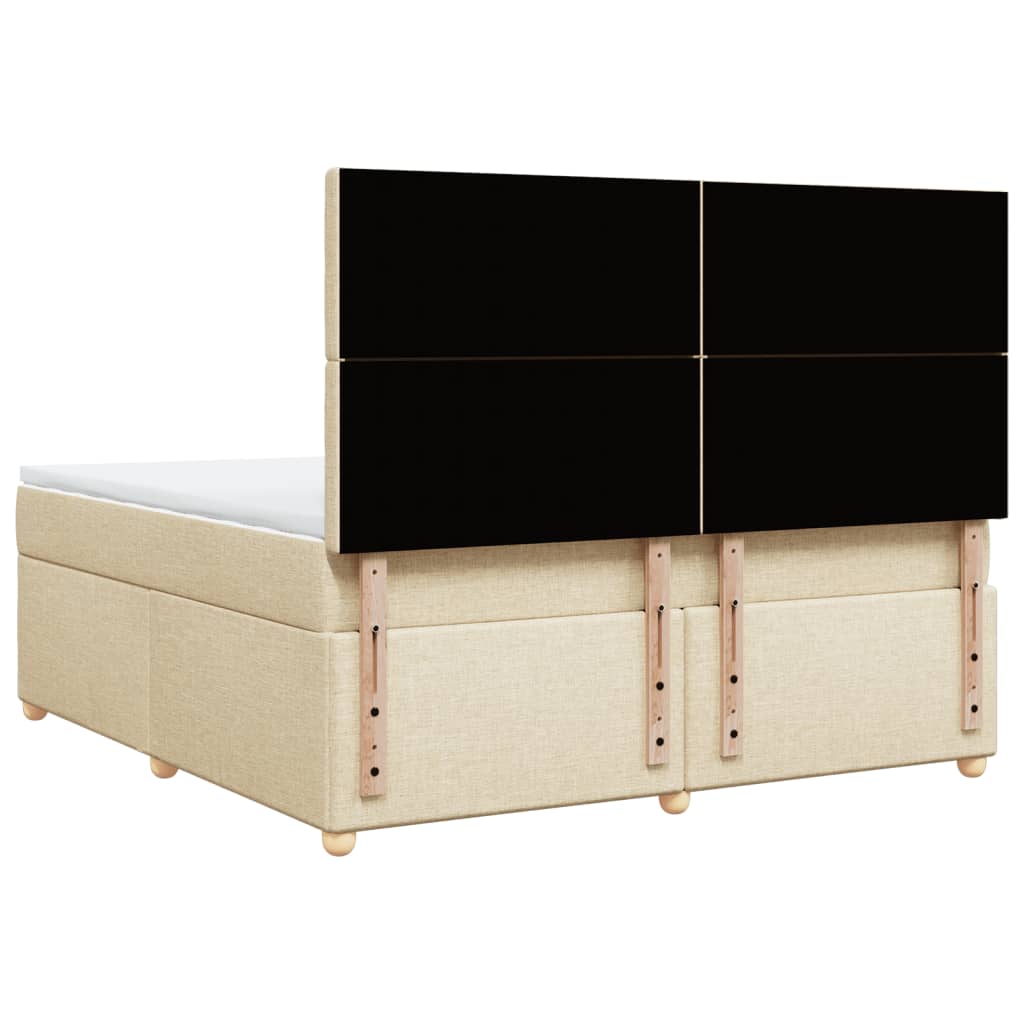 vidaXL Κρεβάτι Boxspring με Στρώμα Κρεμ 180x200 εκ. Υφασμάτινο