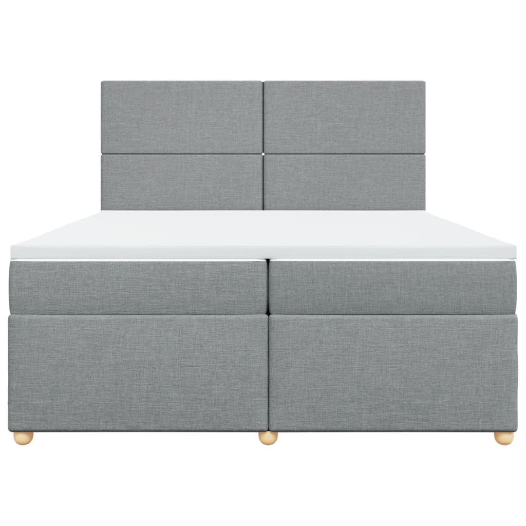 vidaXL Κρεβάτι Boxspring με Στρώμα Ανοιχτό Γκρι 200x200 εκ. Υφασμάτινο