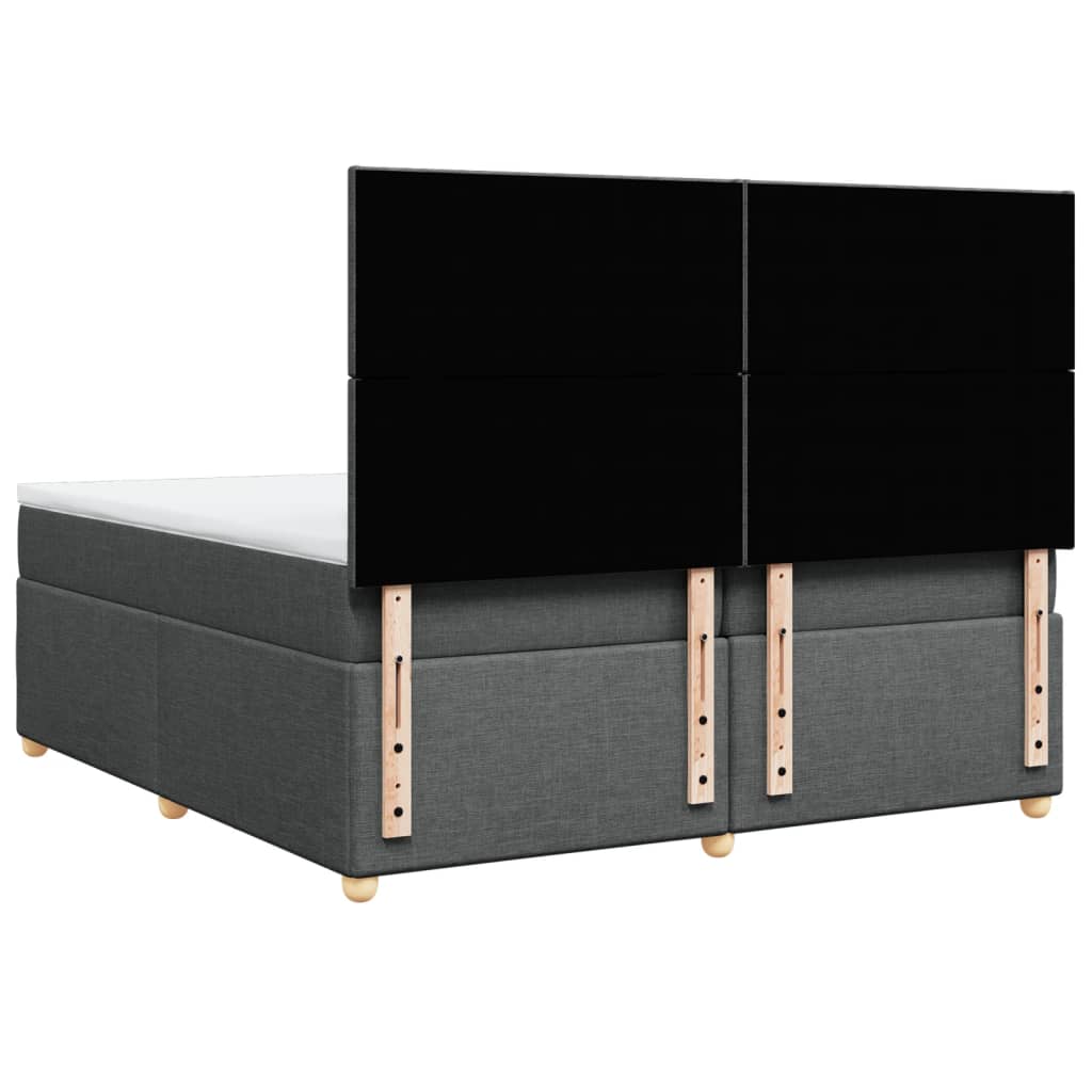 vidaXL Κρεβάτι Boxspring με Στρώμα Σκούρο Γκρι 200x200 εκ. Υφασμάτινο