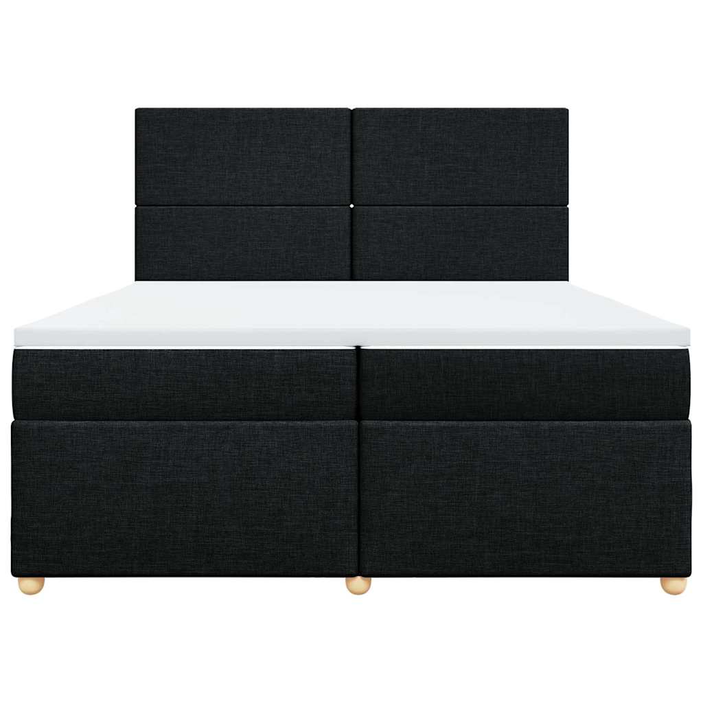 vidaXL Κρεβάτι Boxspring με Στρώμα Μαύρο 200x200 εκ. Υφασμάτινο