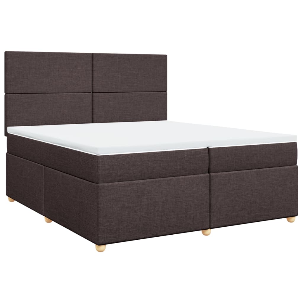 vidaXL Κρεβάτι Boxspring με Στρώμα Σκούρο Καφέ 200x200 εκ. Υφασμάτινο