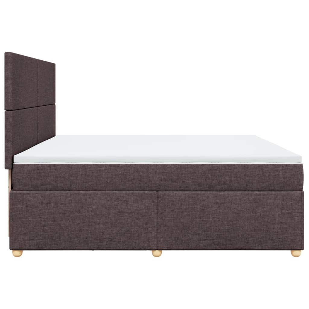 vidaXL Κρεβάτι Boxspring με Στρώμα Σκούρο Καφέ 200x200 εκ. Υφασμάτινο