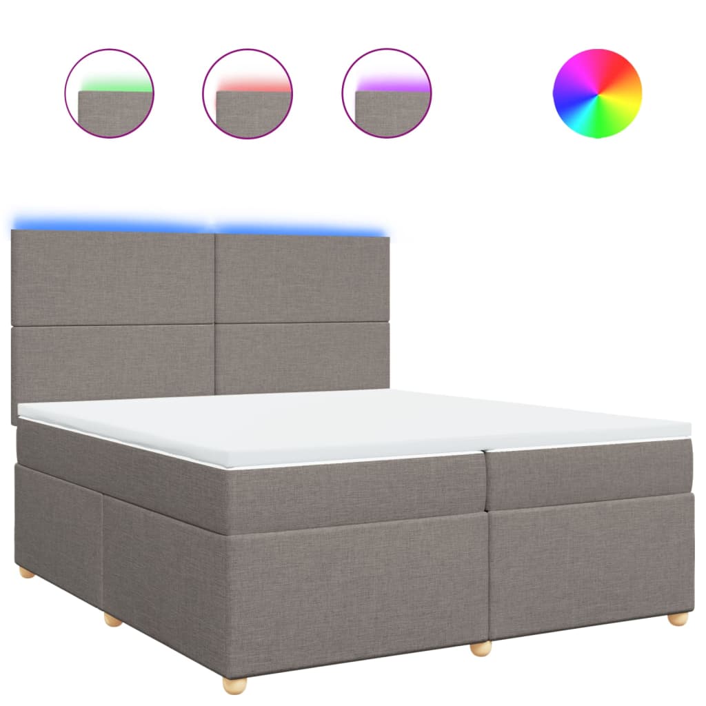 vidaXL Κρεβάτι Boxspring με Στρώμα Taupe 200x200 εκ. Υφασμάτινο