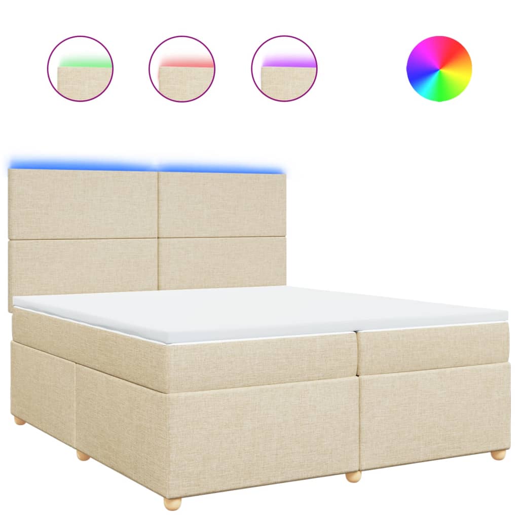 vidaXL Κρεβάτι Boxspring με Στρώμα Κρεμ 200x200 εκ. Υφασμάτινο