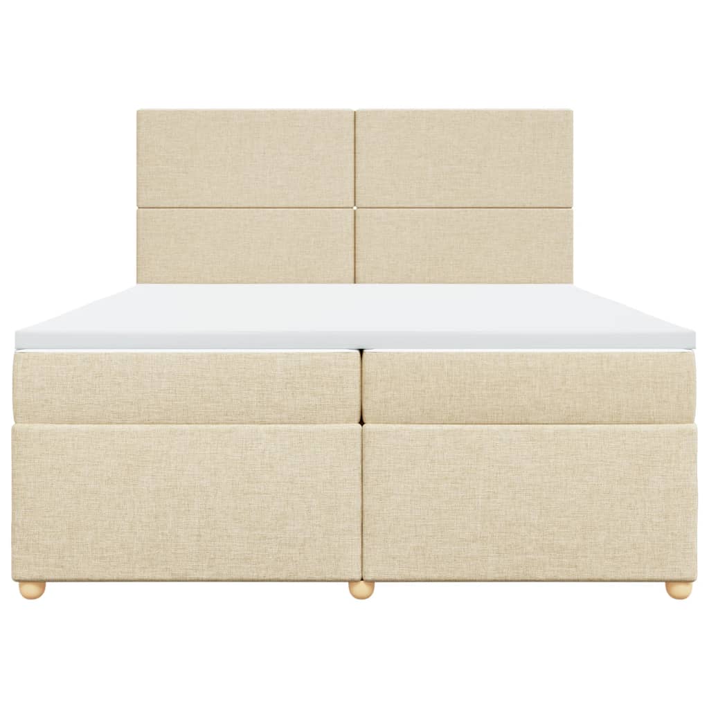 vidaXL Κρεβάτι Boxspring με Στρώμα Κρεμ 200x200 εκ. Υφασμάτινο