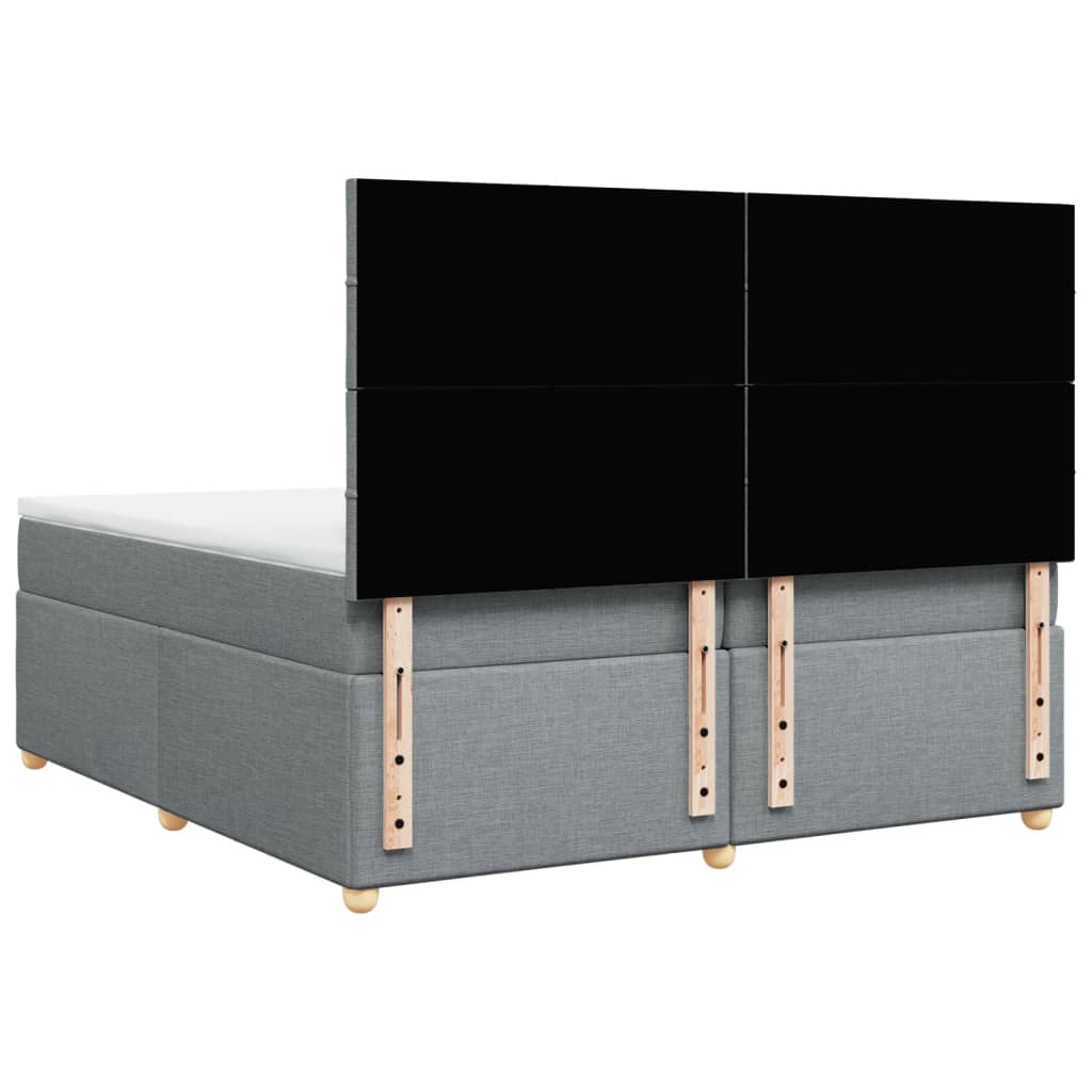 vidaXL Κρεβάτι Boxspring με Στρώμα Ανοιχτό Γκρι 200x200 εκ. Υφασμάτινο