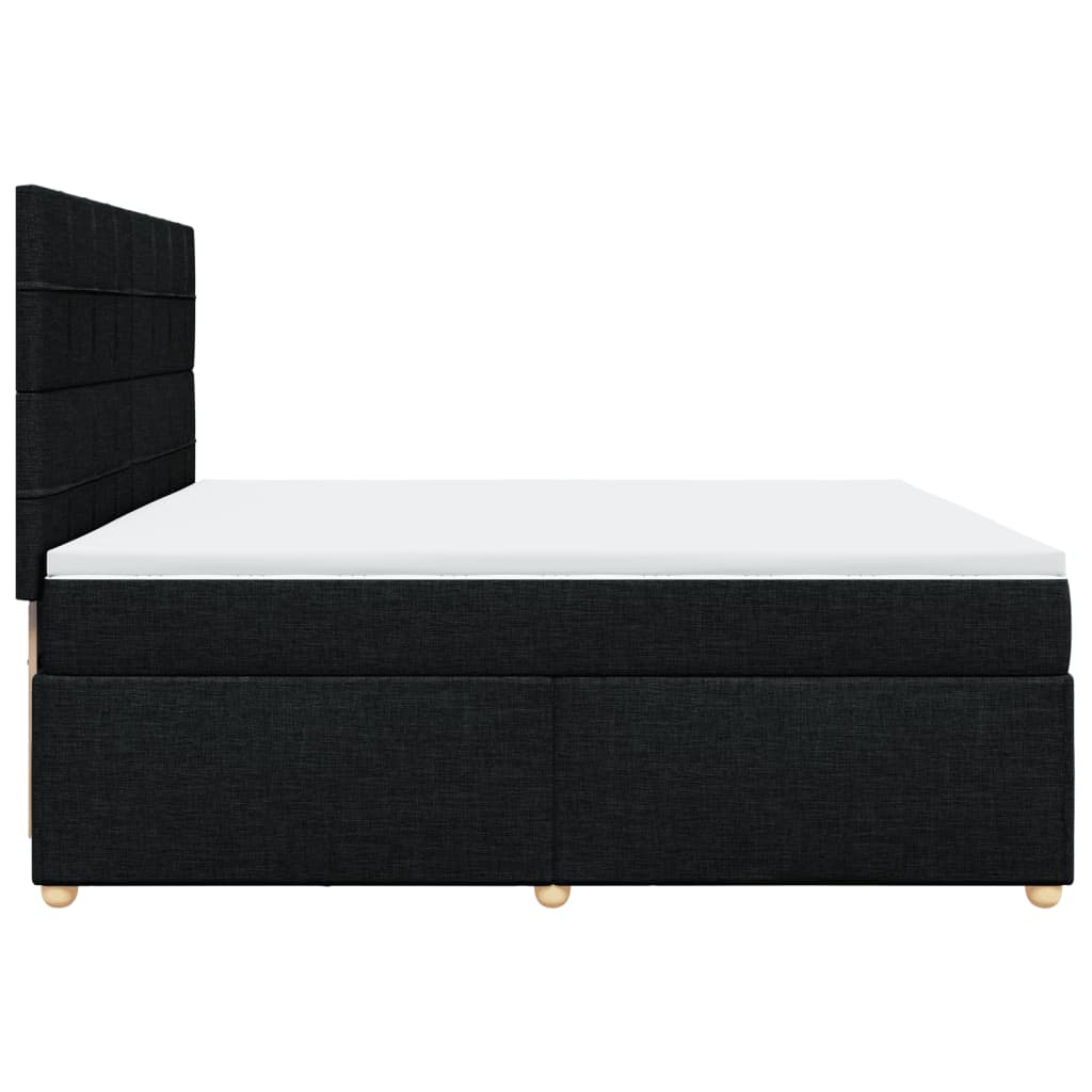 vidaXL Κρεβάτι Boxspring με Στρώμα Μαύρο 200x200 εκ. Υφασμάτινο
