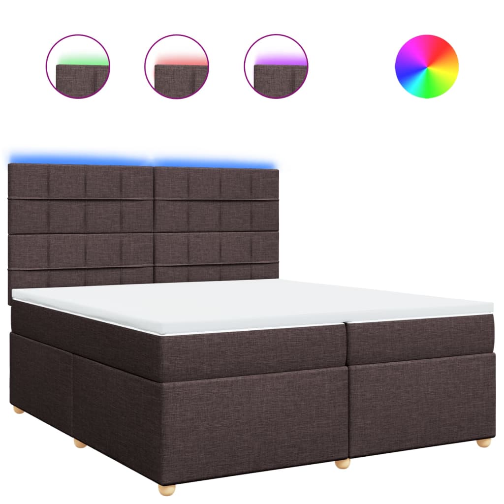 vidaXL Κρεβάτι Boxspring με Στρώμα Σκούρο Καφέ 200x200 εκ. Υφασμάτινο