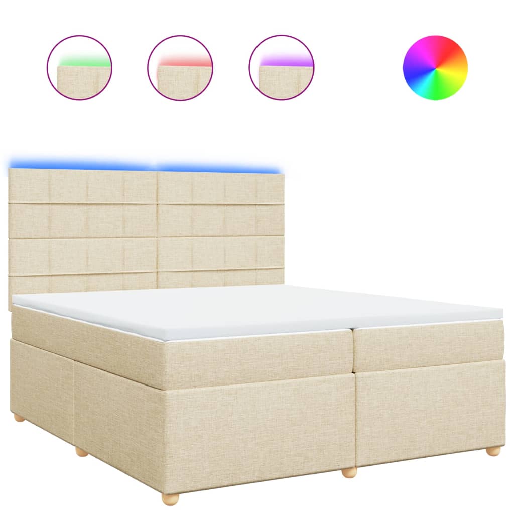 vidaXL Κρεβάτι Boxspring με Στρώμα Κρεμ 200x200 εκ. Υφασμάτινο