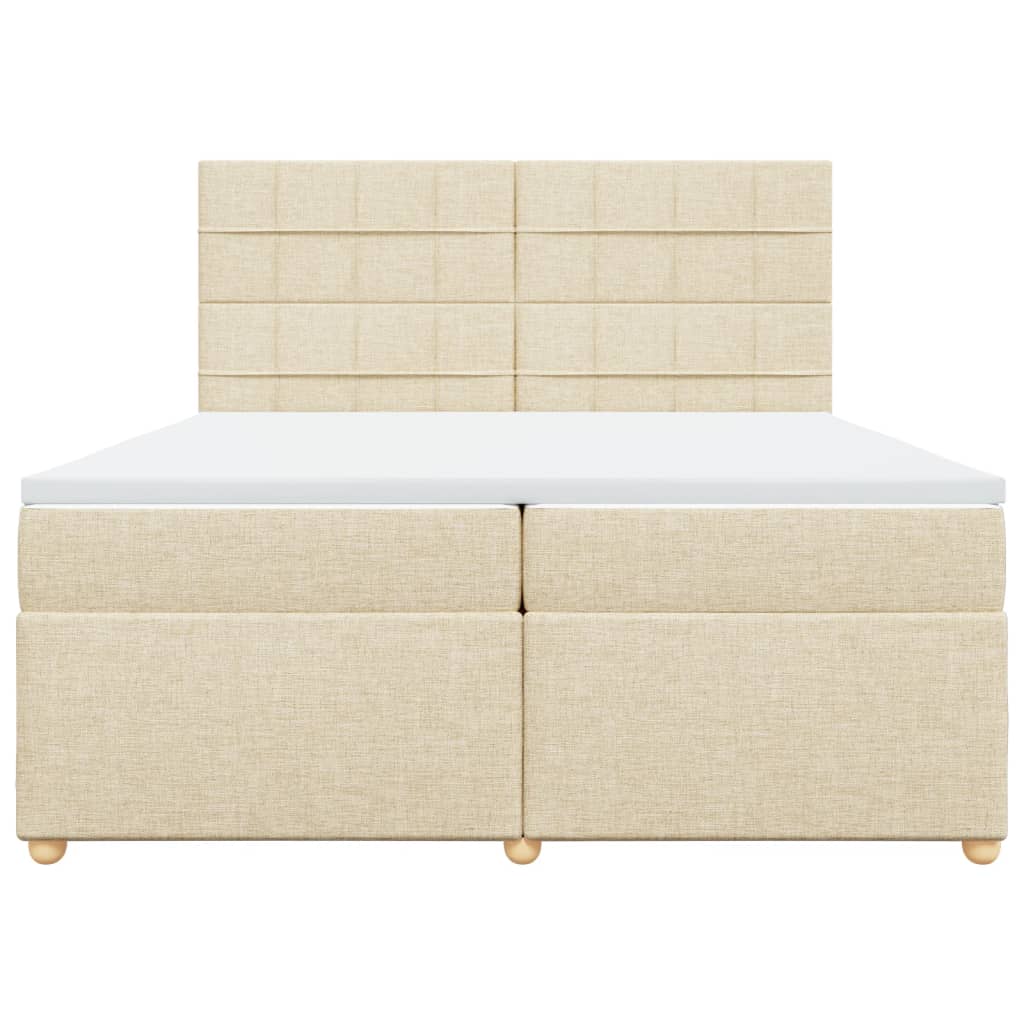 vidaXL Κρεβάτι Boxspring με Στρώμα Κρεμ 200x200 εκ. Υφασμάτινο