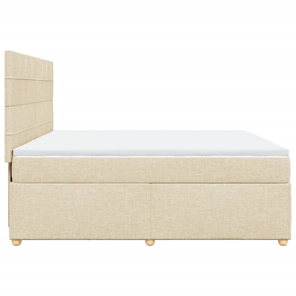 vidaXL Κρεβάτι Boxspring με Στρώμα Κρεμ 200x200 εκ. Υφασμάτινο