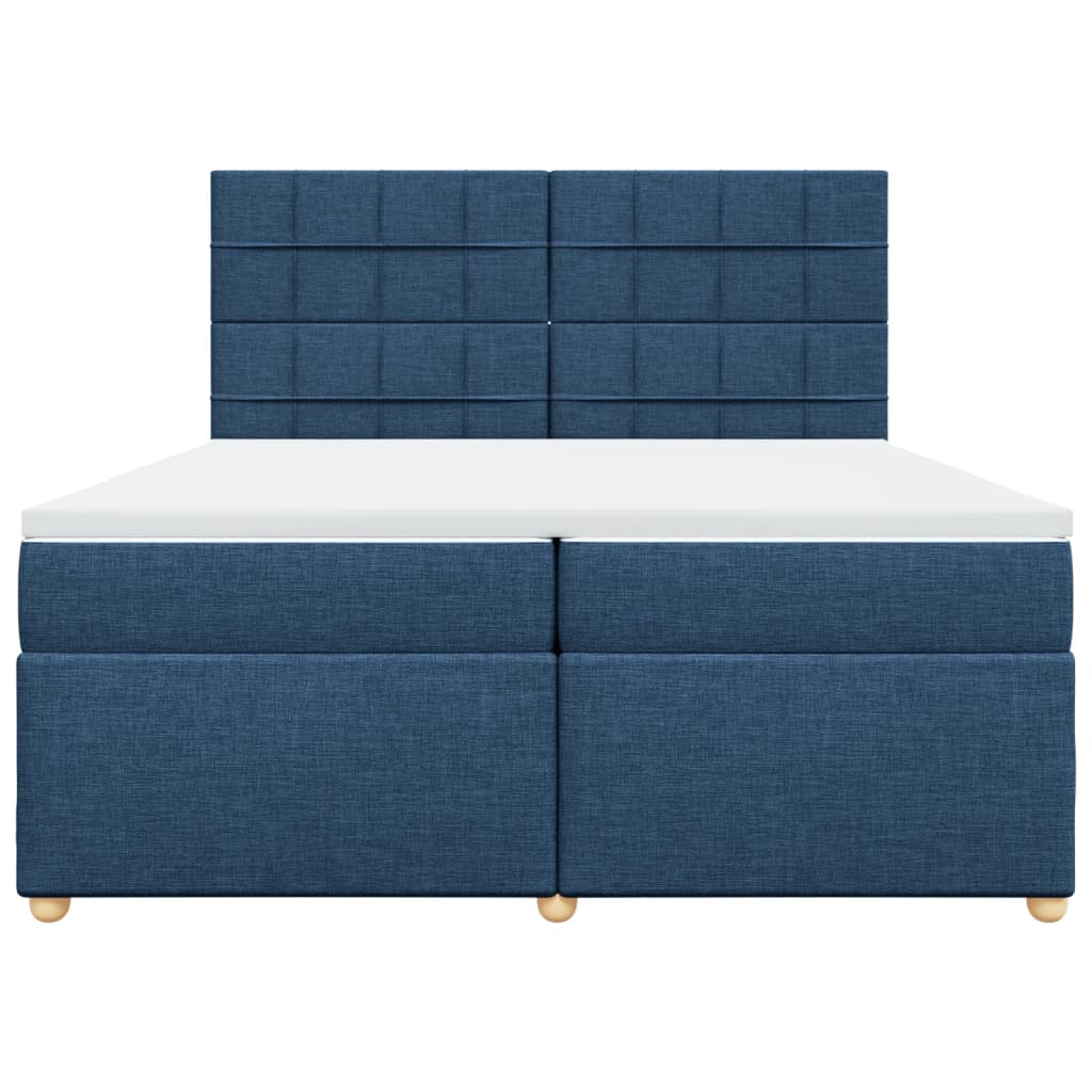 vidaXL Κρεβάτι Boxspring με Στρώμα Μπλε 200x200 εκ. Υφασμάτινο