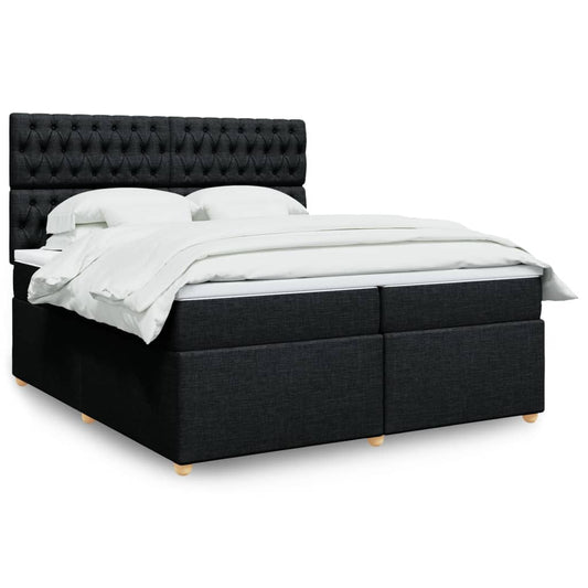 vidaXL Κρεβάτι Boxspring με Στρώμα Μαύρο 200x200 εκ. Υφασμάτινο
