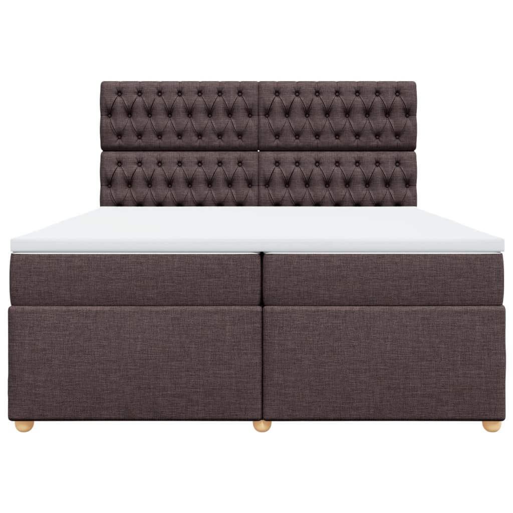 vidaXL Κρεβάτι Boxspring με Στρώμα Σκούρο Καφέ 200x200 εκ. Υφασμάτινο