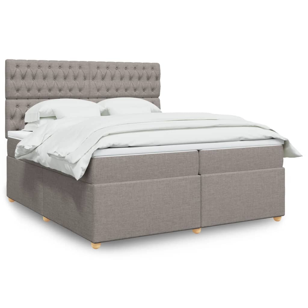vidaXL Κρεβάτι Boxspring με Στρώμα Taupe 200x200 εκ. Υφασμάτινο