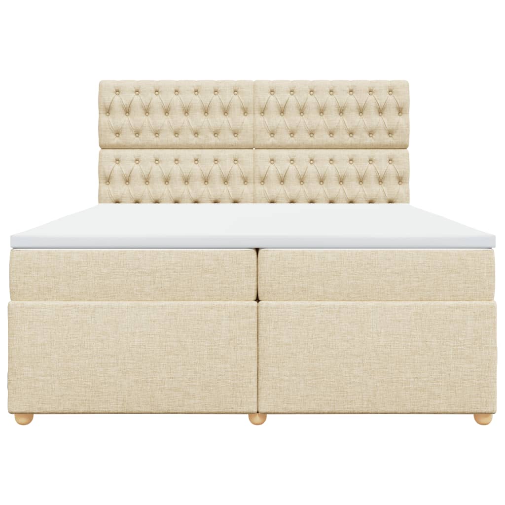 vidaXL Κρεβάτι Boxspring με Στρώμα Κρεμ 200x200 εκ. Υφασμάτινο
