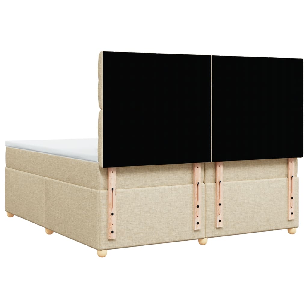 vidaXL Κρεβάτι Boxspring με Στρώμα Κρεμ 200x200 εκ. Υφασμάτινο