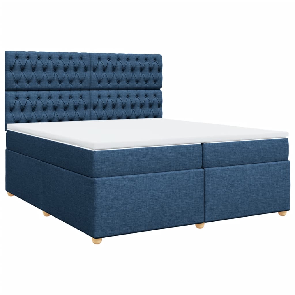 vidaXL Κρεβάτι Boxspring με Στρώμα Μπλε 200x200 εκ. Υφασμάτινο