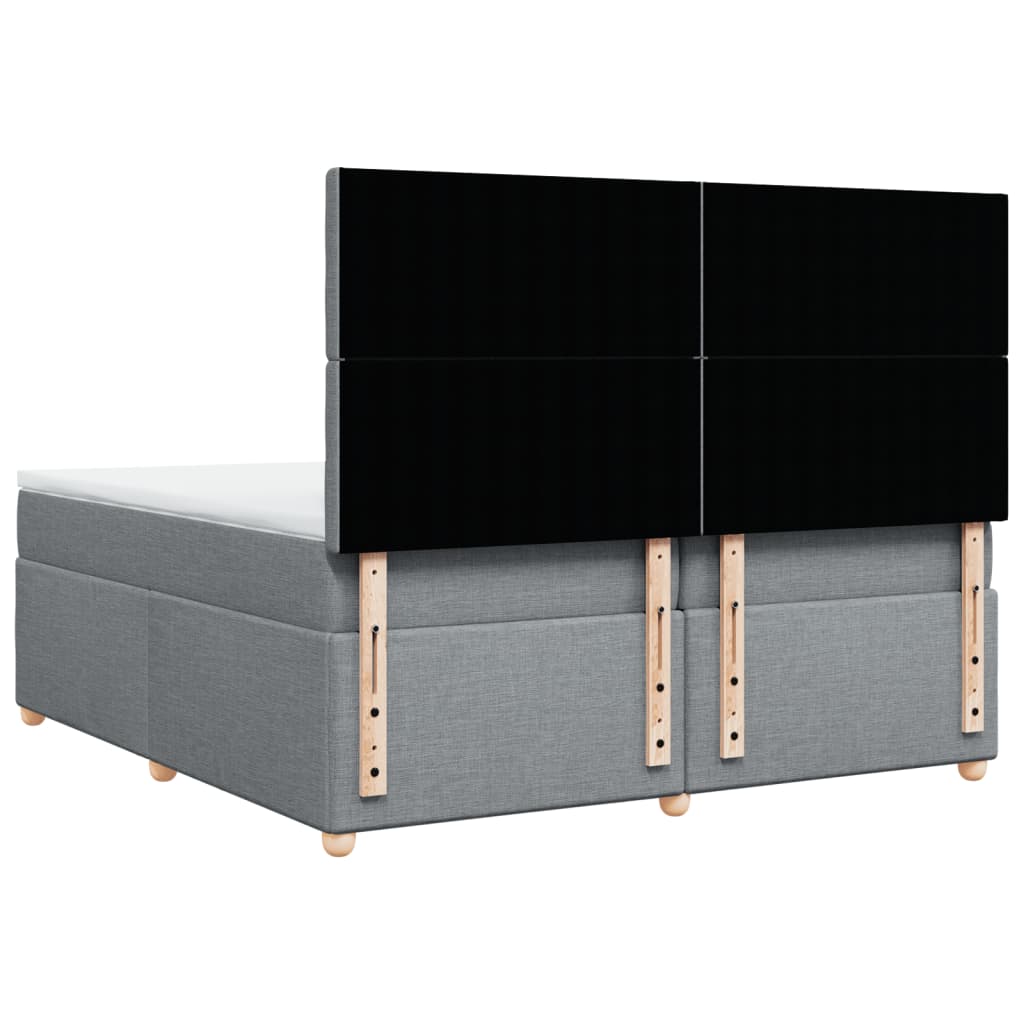 vidaXL Κρεβάτι Boxspring με Στρώμα Ανοιχτό Γκρι 200x200 εκ. Υφασμάτινο