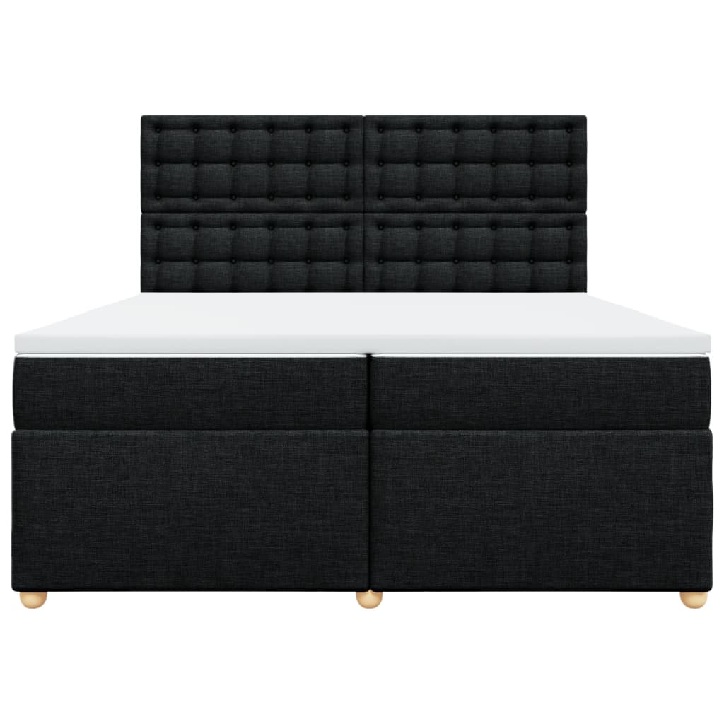 vidaXL Κρεβάτι Boxspring με Στρώμα Μαύρο 200x200 εκ. Υφασμάτινο