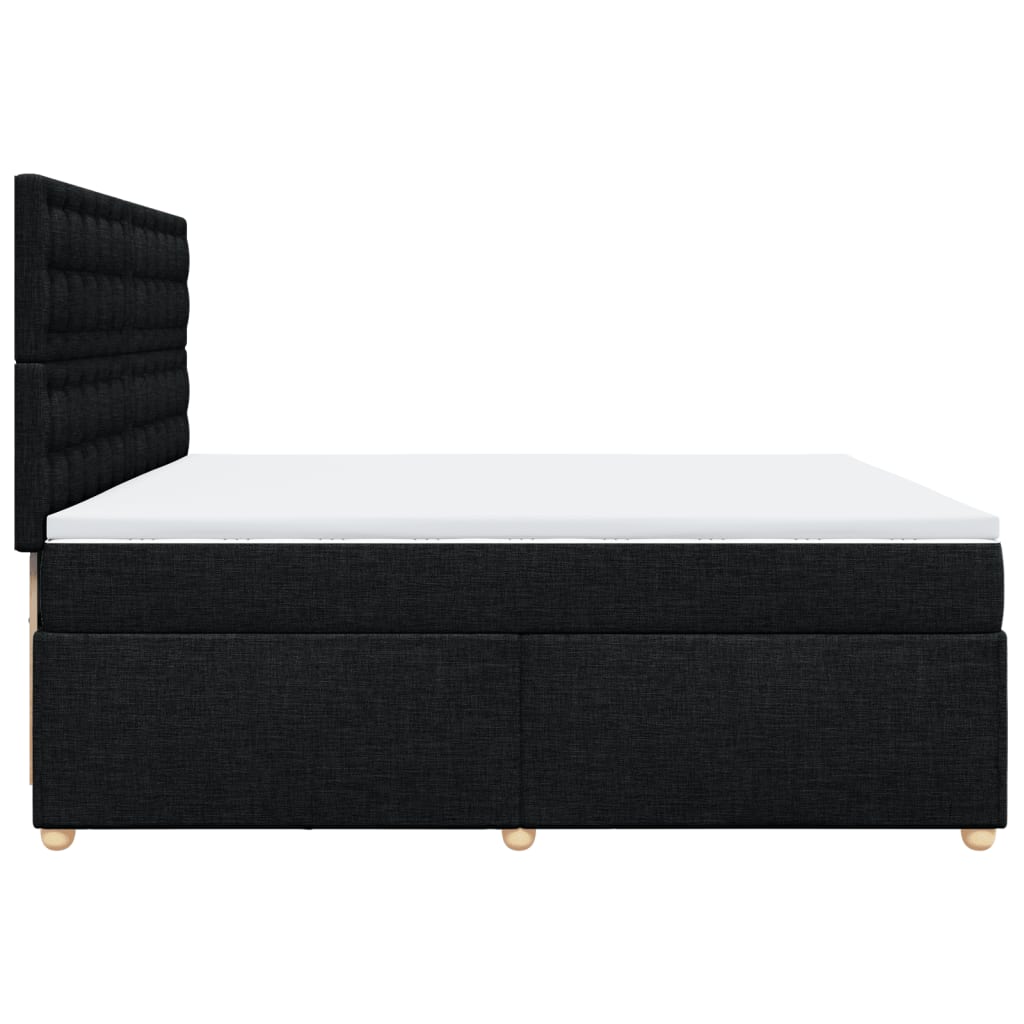 vidaXL Κρεβάτι Boxspring με Στρώμα Μαύρο 200x200 εκ. Υφασμάτινο