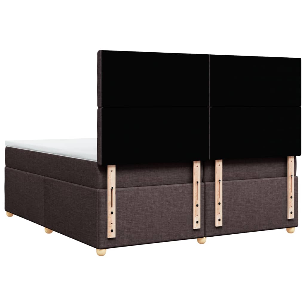 vidaXL Κρεβάτι Boxspring με Στρώμα Σκούρο Καφέ 200x200 εκ. Υφασμάτινο