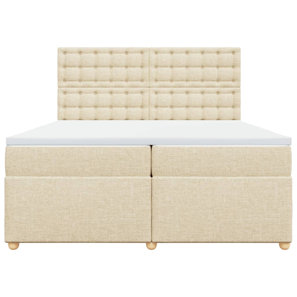 vidaXL Κρεβάτι Boxspring με Στρώμα Κρεμ 200x200 εκ. Υφασμάτινο