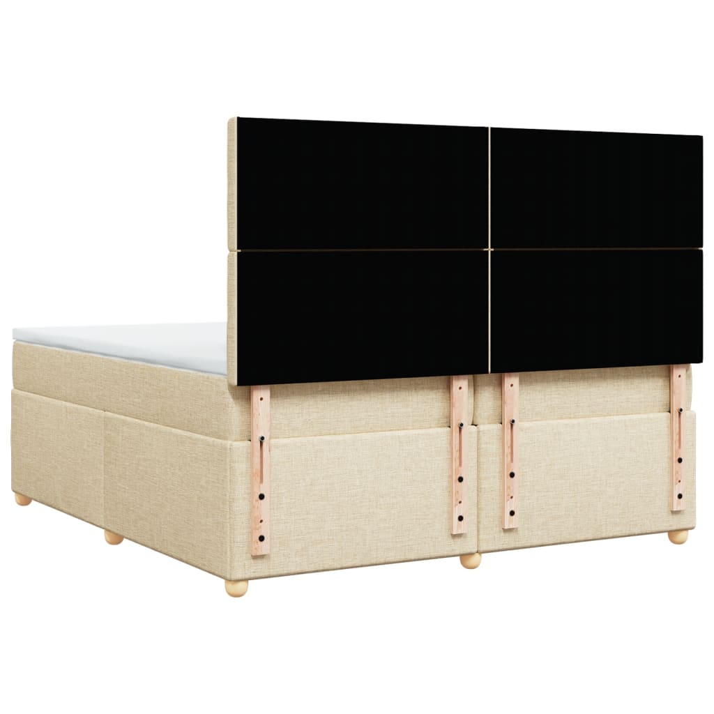 vidaXL Κρεβάτι Boxspring με Στρώμα Κρεμ 200x200 εκ. Υφασμάτινο