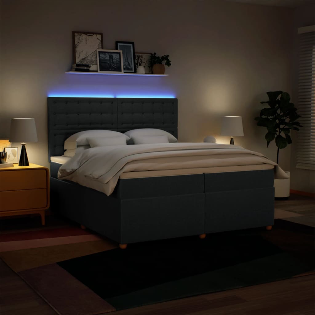 vidaXL Κρεβάτι Boxspring με Στρώμα Μπλε 200x200 εκ. Υφασμάτινο