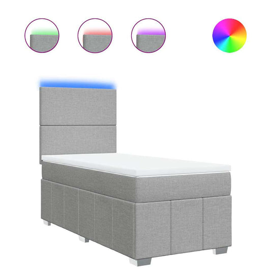 vidaXL Κρεβάτι Boxspring με Στρώμα Ανοιχτό Γκρι 80x200 εκ. Υφασμάτινο