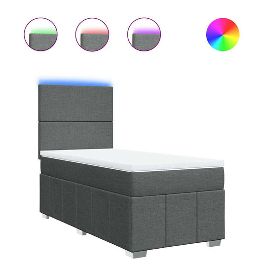 vidaXL Κρεβάτι Boxspring με Στρώμα Σκούρο Γκρι 80x200 εκ. Υφασμάτινο
