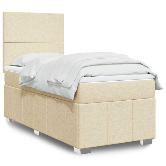 vidaXL Κρεβάτι Boxspring με Στρώμα Κρεμ 80 x 200 εκ. Υφασμάτινο