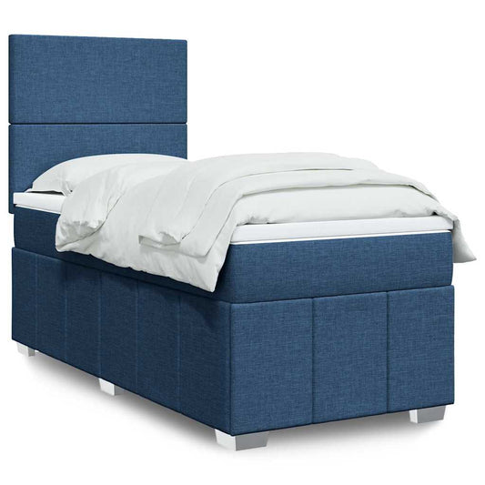 vidaXL Κρεβάτι Boxspring με Στρώμα Μπλε 80x200 εκ. Υφασμάτινο
