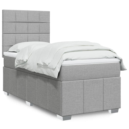 vidaXL Κρεβάτι Boxspring με Στρώμα Ανοιχτό Γκρι 80x200 εκ. Υφασμάτινο