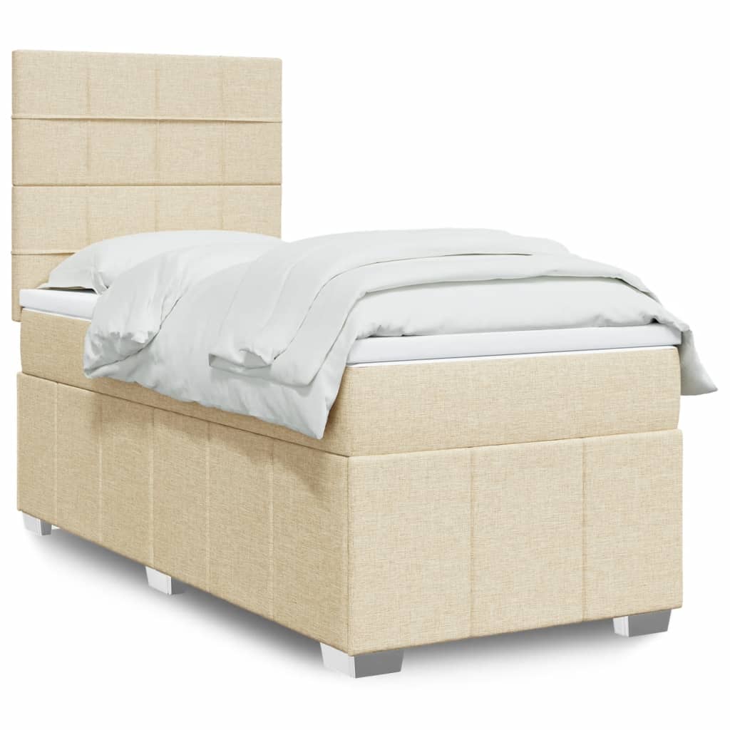 vidaXL Κρεβάτι Boxspring με Στρώμα Κρεμ 80 x 200 εκ. Υφασμάτινο