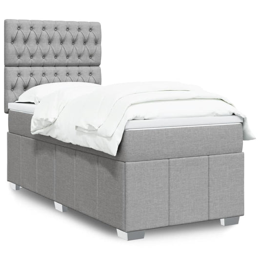 vidaXL Κρεβάτι Boxspring με Στρώμα Ανοιχτό Γκρι 80x200 εκ. Υφασμάτινο