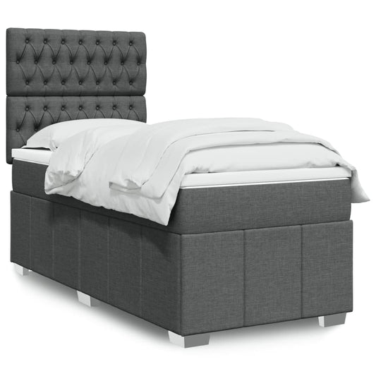 vidaXL Κρεβάτι Boxspring με Στρώμα Σκούρο Γκρι 80x200 εκ. Υφασμάτινο