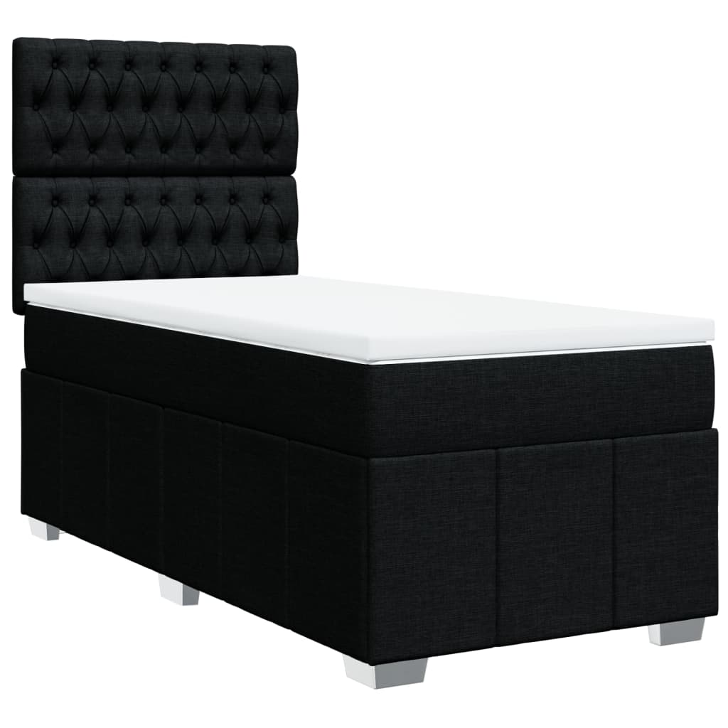 vidaXL Κρεβάτι Boxspring με Στρώμα Μαύρο 80 x 200 εκ. Υφασμάτινο