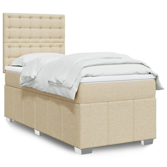 vidaXL Κρεβάτι Boxspring με Στρώμα Κρεμ 80 x 200 εκ. Υφασμάτινο