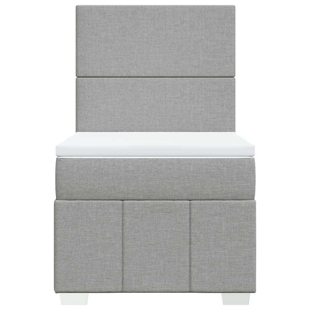 vidaXL Κρεβάτι Boxspring με Στρώμα Ανοιχτό Γκρι 90x190 εκ. Υφασμάτινο