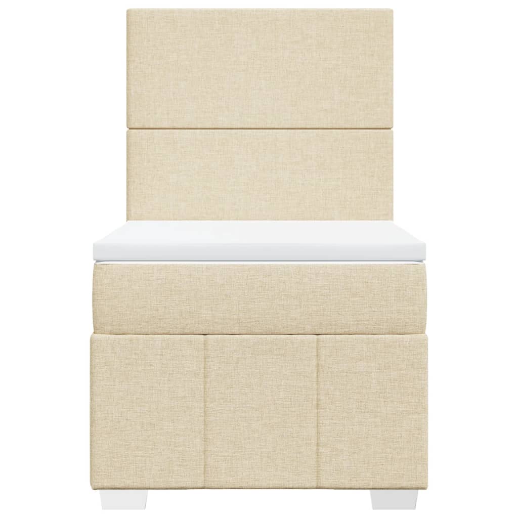 vidaXL Κρεβάτι Boxspring με Στρώμα Κρεμ 90x190 εκ.Υφασμάτινο