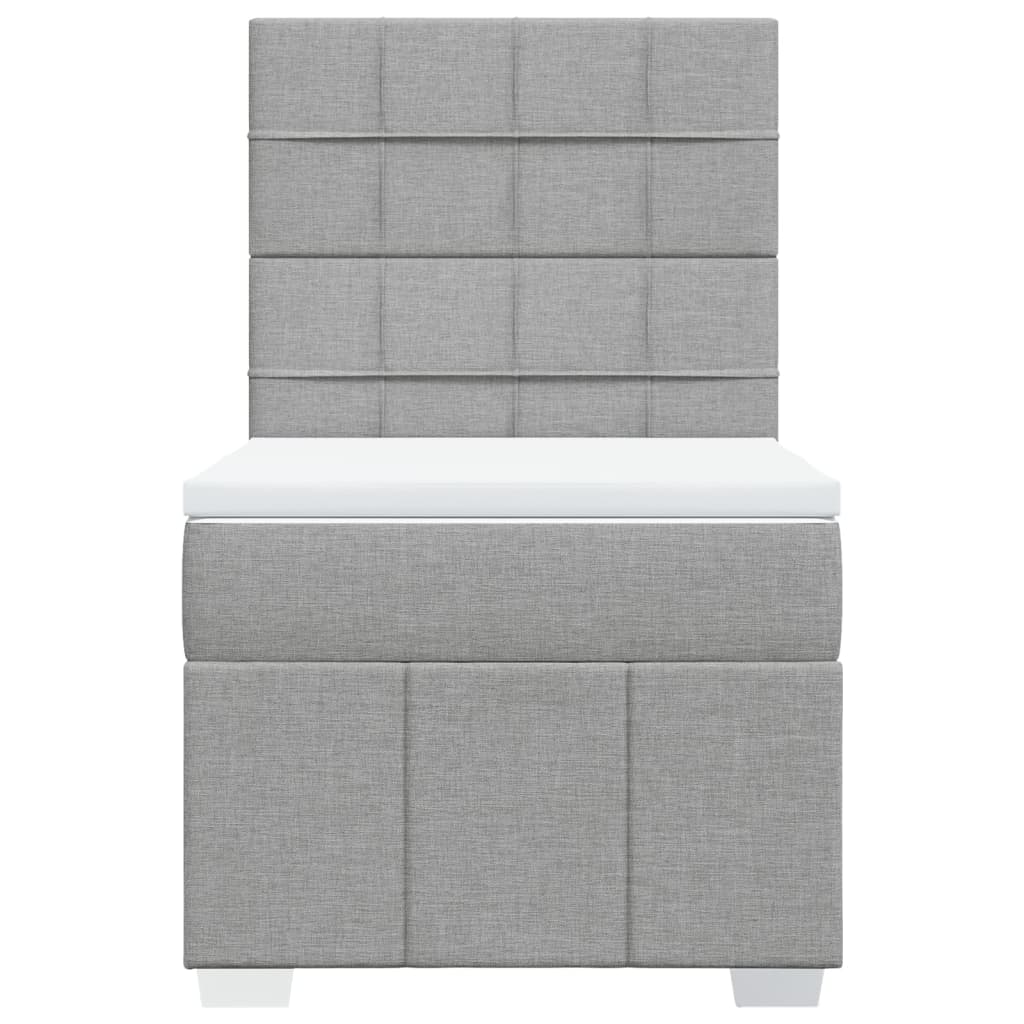 vidaXL Κρεβάτι Boxspring με Στρώμα Ανοιχτό Γκρι 90x190 εκ. Υφασμάτινο