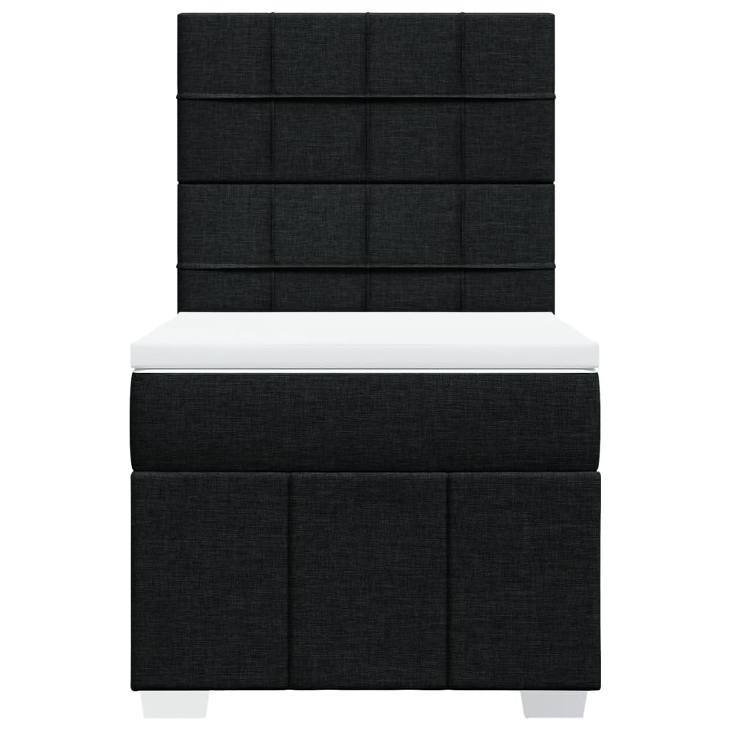 vidaXL Κρεβάτι Boxspring με Στρώμα Μαύρο 90x190 εκ.Υφασμάτινο