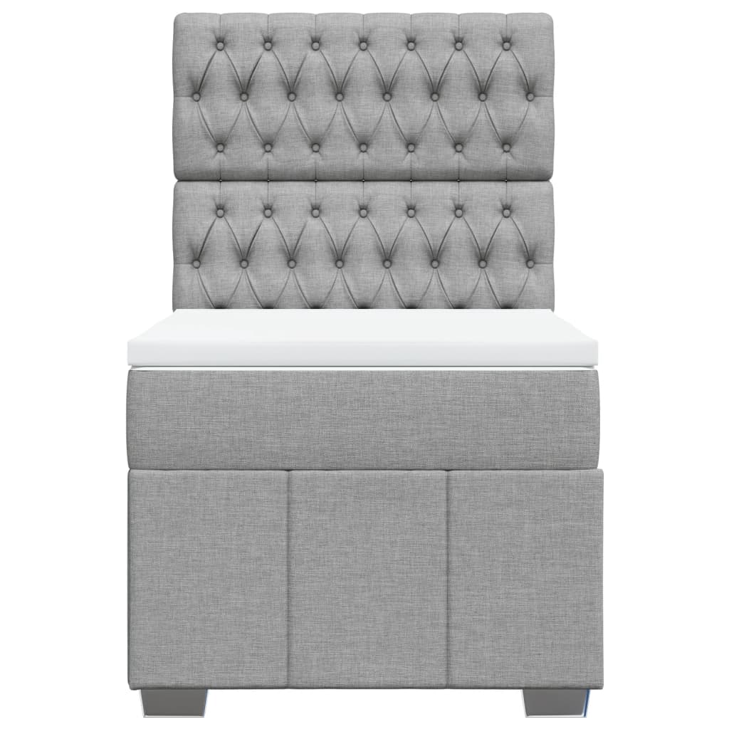 vidaXL Κρεβάτι Boxspring με Στρώμα Ανοιχτό Γκρι 90x190 εκ. Υφασμάτινο