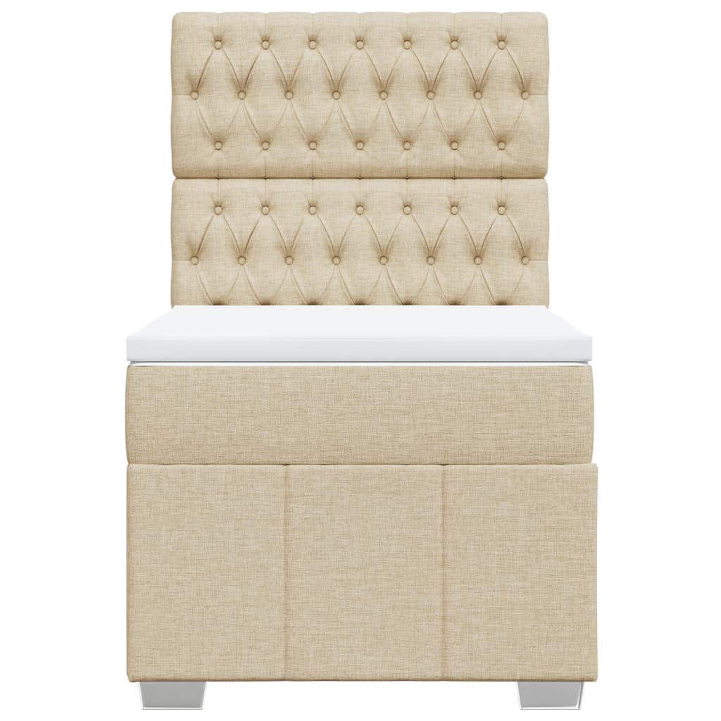 vidaXL Κρεβάτι Boxspring με Στρώμα Κρεμ 90x190 εκ.Υφασμάτινο