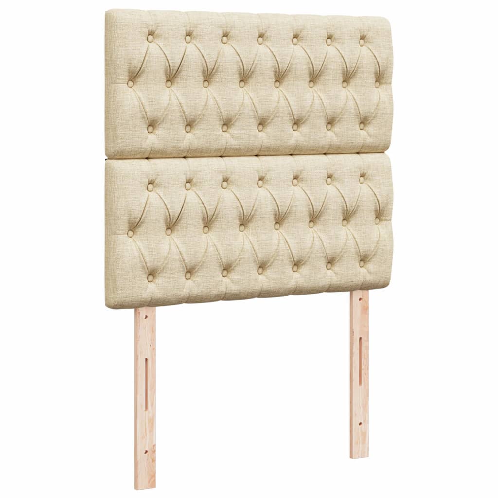 vidaXL Κρεβάτι Boxspring με Στρώμα Κρεμ 90x190 εκ.Υφασμάτινο