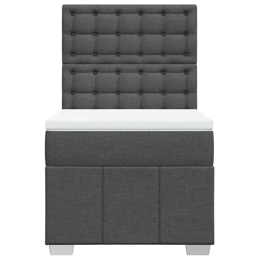 vidaXL Κρεβάτι Boxspring με Στρώμα Σκούρο Γκρι 90x190 εκ. Υφασμάτινο