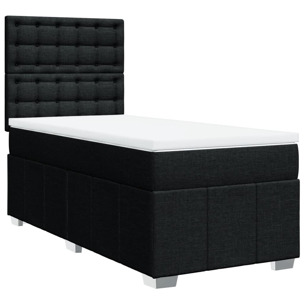 vidaXL Κρεβάτι Boxspring με Στρώμα Μαύρο 90x190 εκ.Υφασμάτινο
